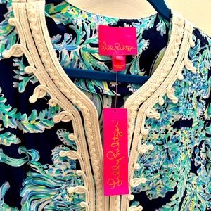 NEW Lilly Pulitzer Madia Tunic dress large High Tide Navy Scuba Doo NWT women’s